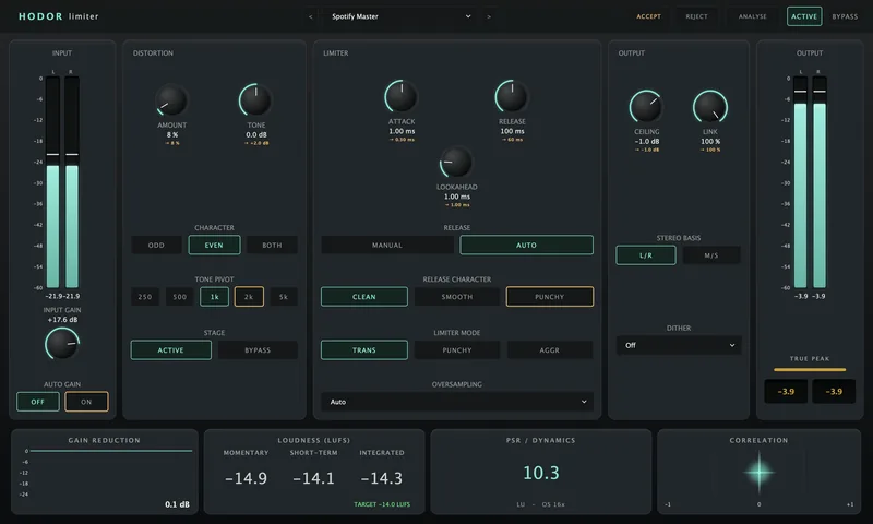 The Hodor Limiter interface