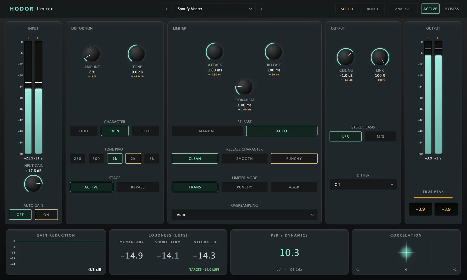 Hodor Limiter - the interface