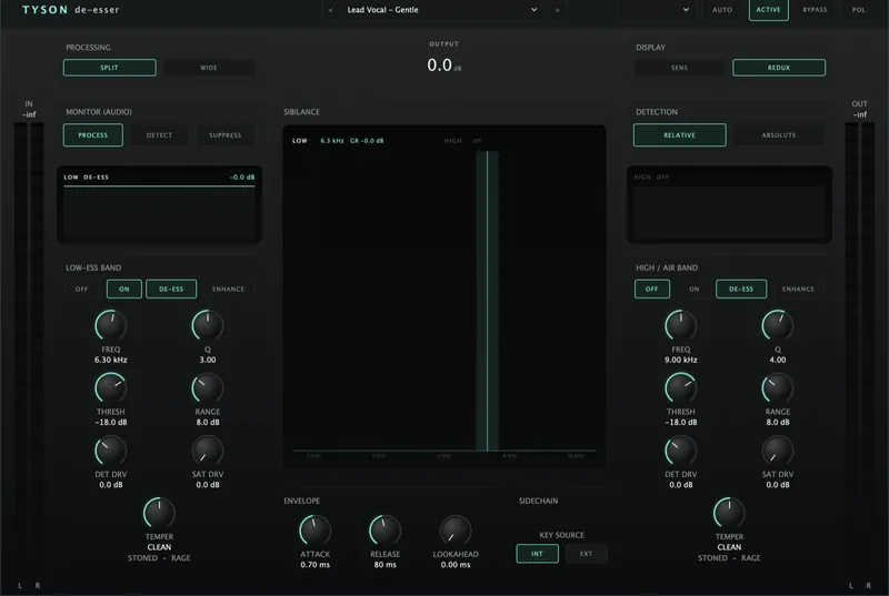 The Tyson De-Esser interface
